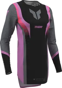 Thor Damen-Sportmode Velocity-Trikot – Schwarz/Pink/Lila/Dunkelgrau