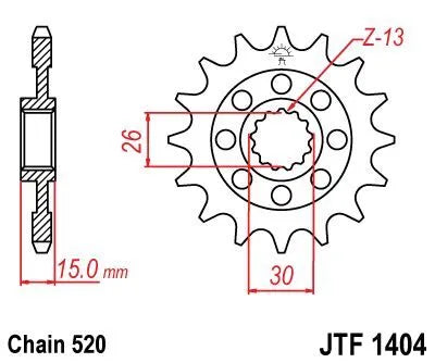 JT Sprockets Ritzel vorne - 520er Kette, 15 Zähne