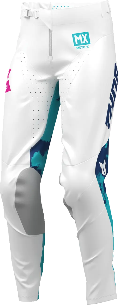 Thor Damen Launchmode Bleach Motocross-Hose – Pink/Weiß/Türkis