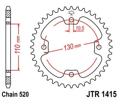 JT Sprockets Stahl-Kettenrad hinten 520-37 Zähne