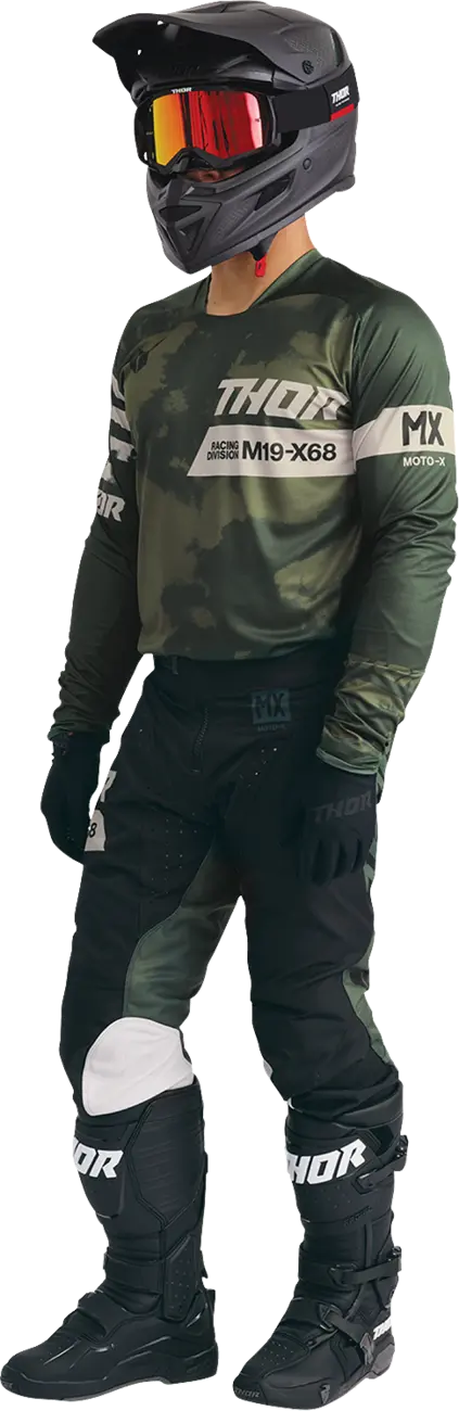 Thor Launchmode Bleach Motocross-Trikot – Schwarz/Camo Grün/Off-White