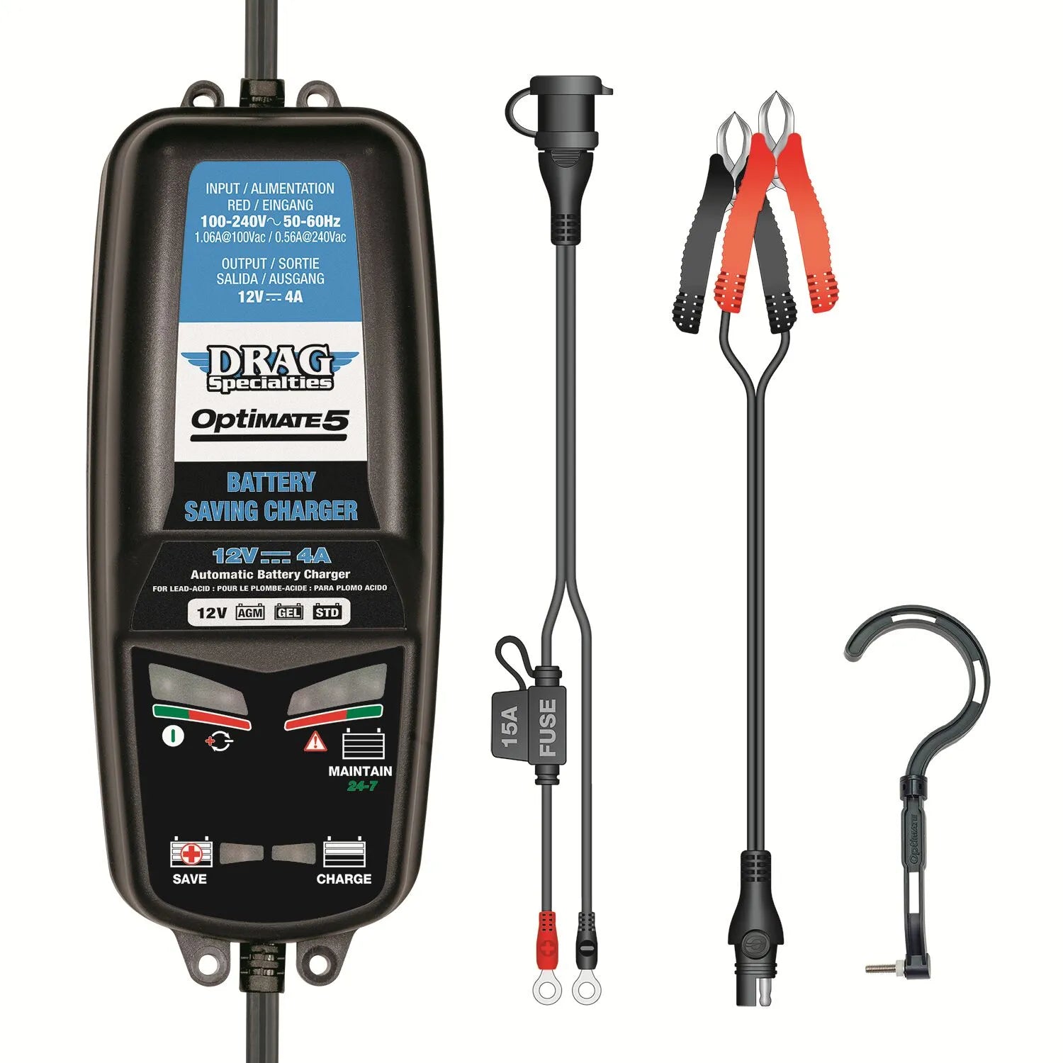 Drag Specialties Optimate 5: 12V 4A Akkuladegerät
