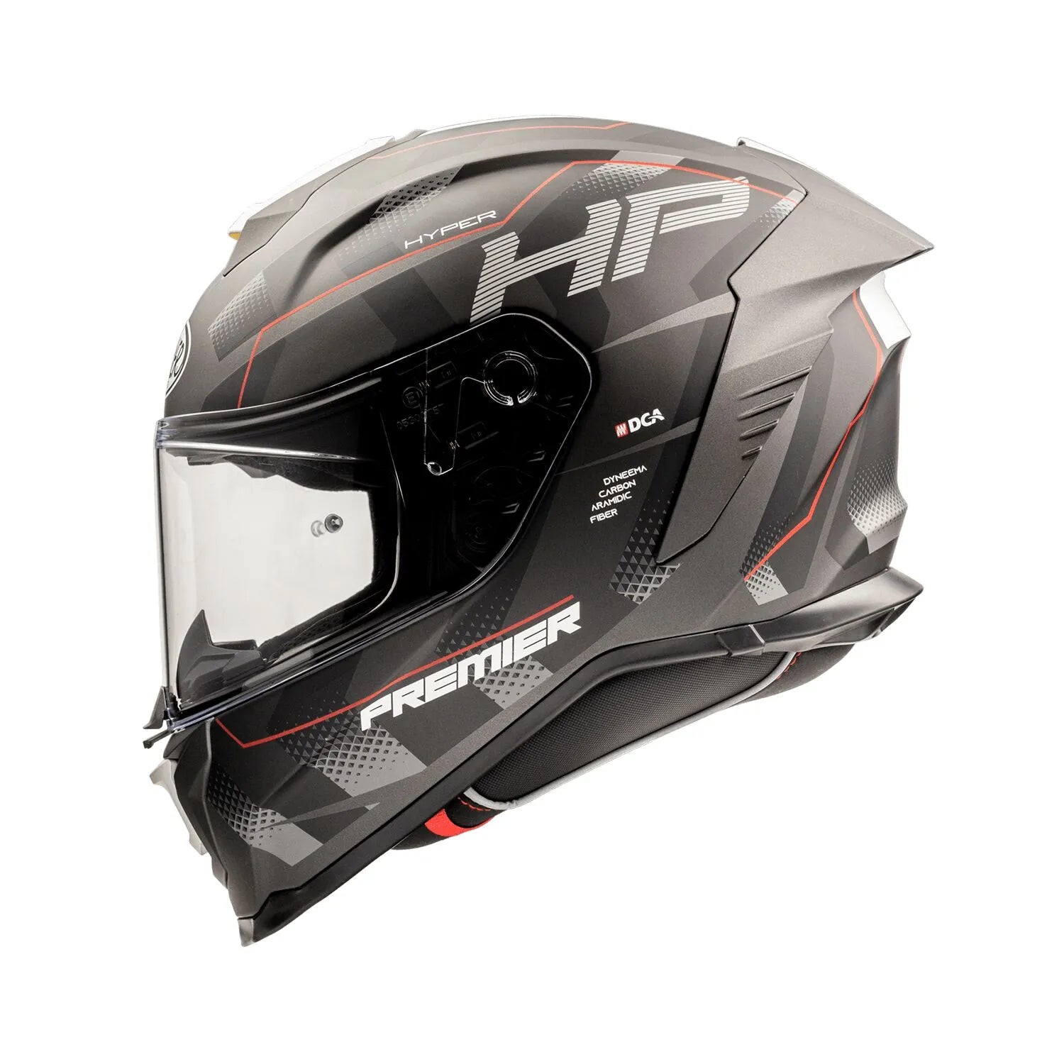 Premier Helmets Hyper HP Integralhelm, grau/rot/schwarz