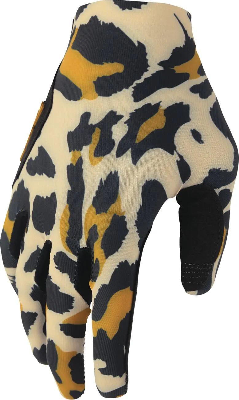 Thor Damen-Sportmode-Cheetah-Handschuhe – Schwarz/Orange/Hellbraun