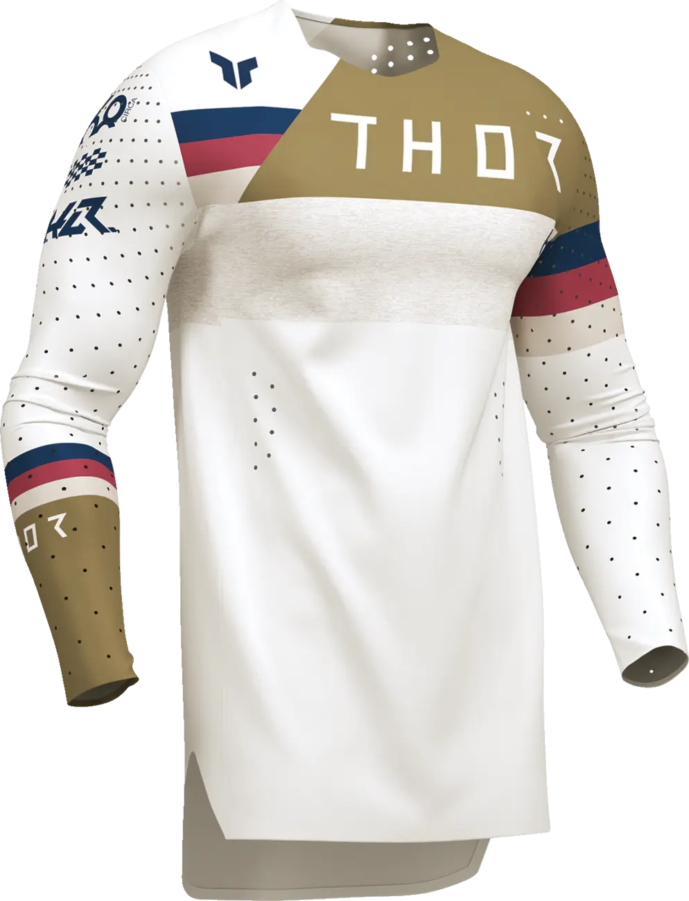 Thor Sportmode League Trikot - Weiß/Hellbraun/Kastanienbraun/Marineblau