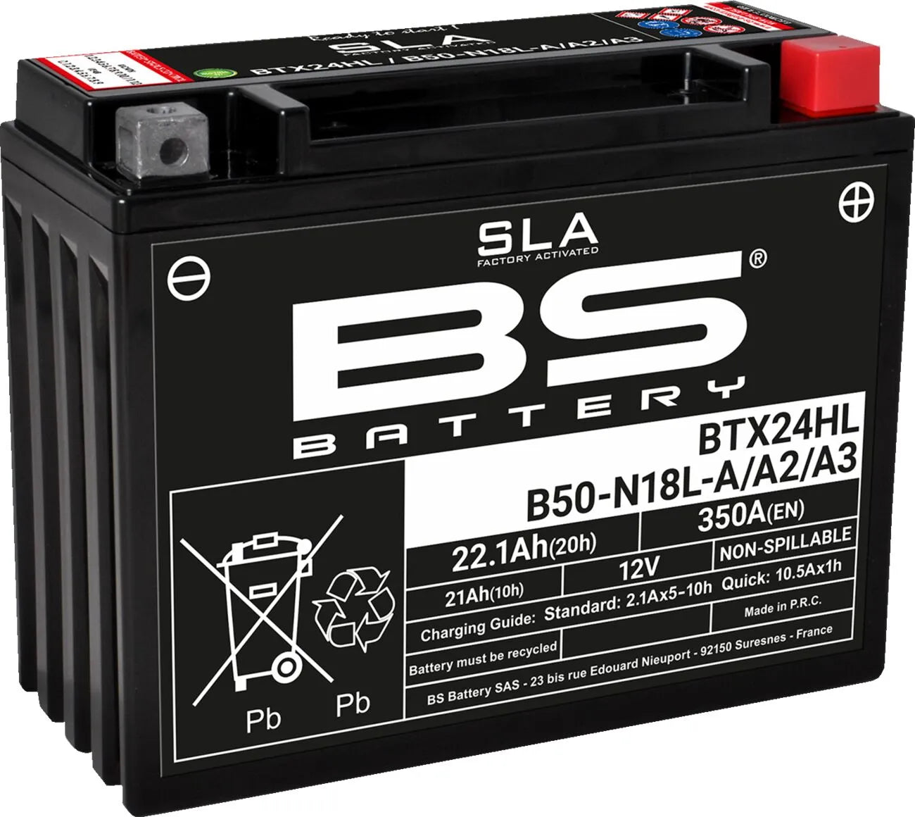 BS Battery AGM 12V 22,1Ah Motorradbatterie