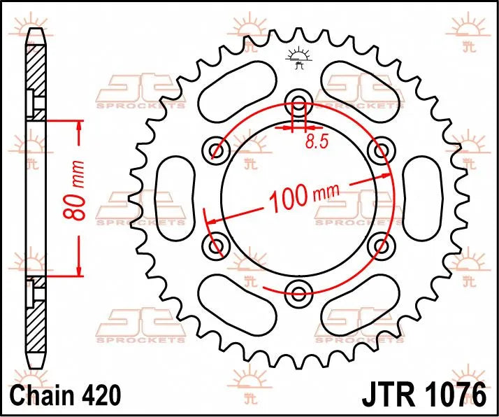 JT Sprockets Stahl-Kettenrad hinten, 52 Zähne