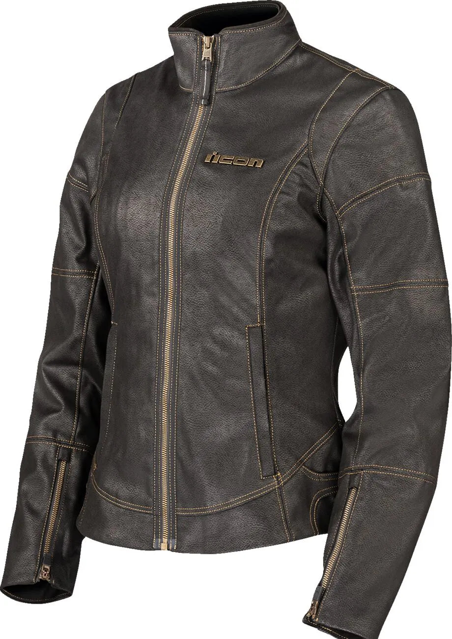 Icon Damen-Motorradjacke Tuscadero3™ – Schwarz/Gold