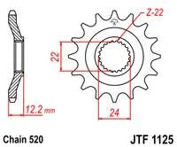 JT Sprockets Ritzel vorne – 520er Kette, 16 Zähne