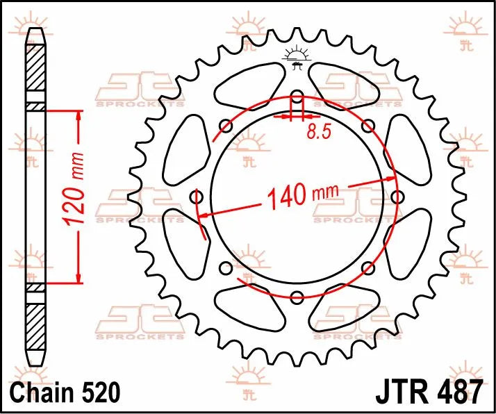 JT Sprockets Stahl-Kettenrad hinten - 520