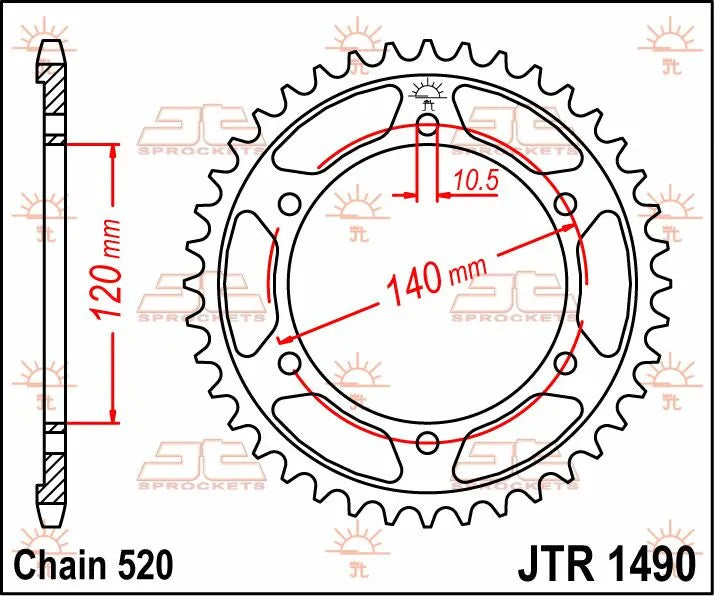 JT Sprockets Stahl-Kettenrad hinten 520-37 Zähne