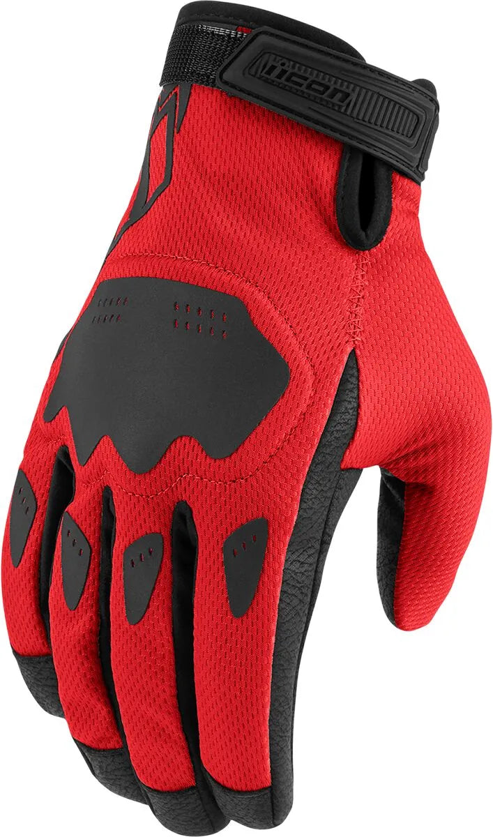 Icon Hooligan CE Handschuhe für sportliches Fahren – Schwarz/Rot