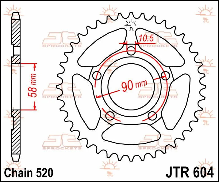JT Sprockets Stahl-Kettenrad hinten 520-35 Zähne