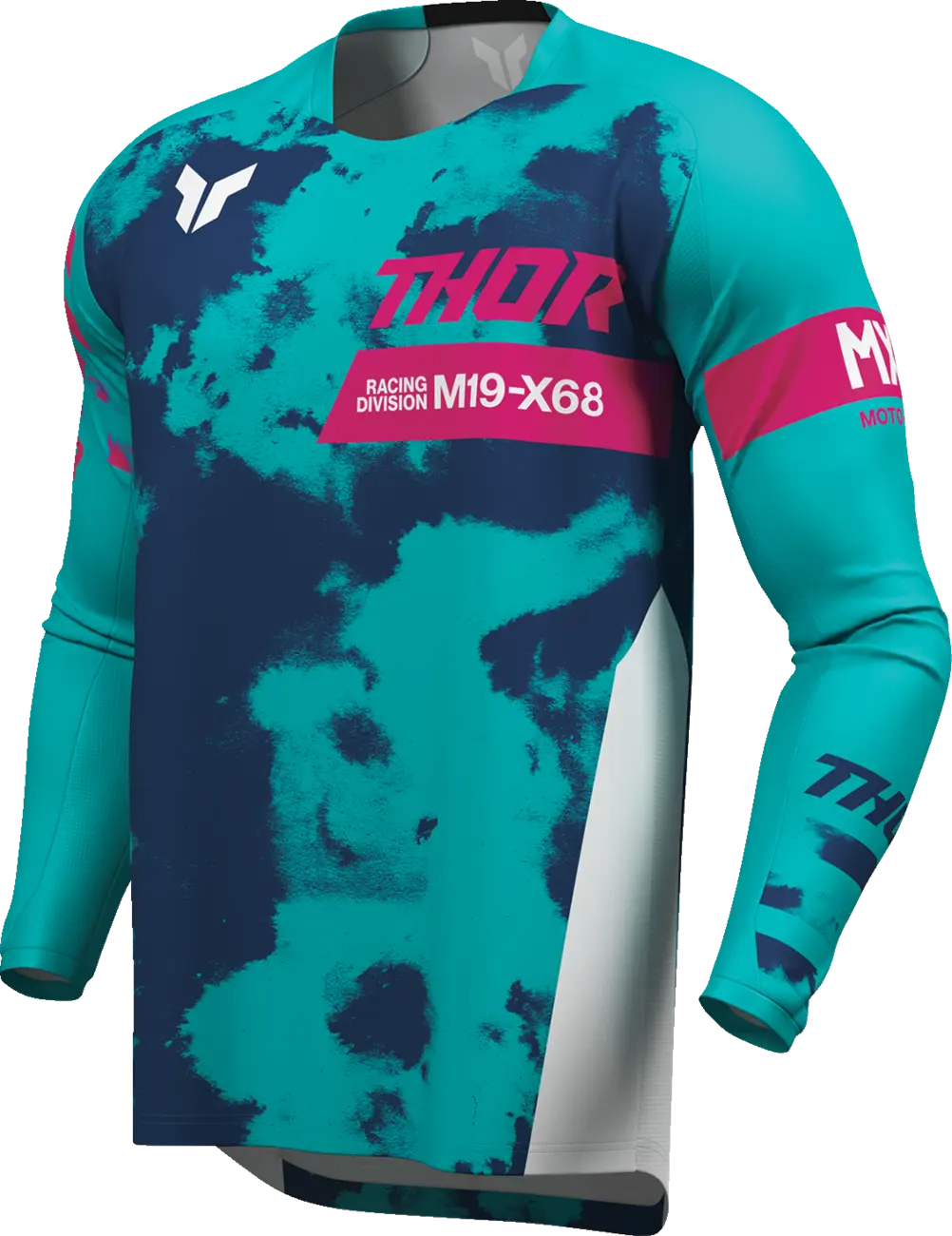 Thor Launchmode Bleach Motocross-Trikot – Blau/Rosa/Weiß/Türkis