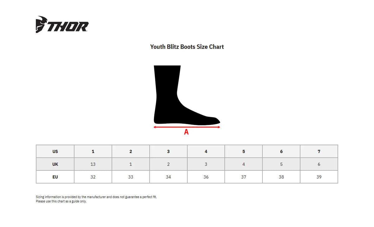 Thor Youth Blitz XR Stiefel Schwarz/Weiß US 1