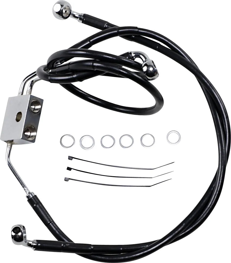 Drag Specialties Erweiterter Bremsleitungssatz aus schwarzem Vinyl ABS