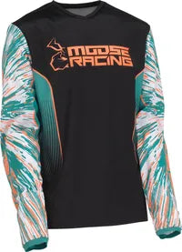 Moose Offroad Jugend Agroid Jersey - Schwarz/Orange/Türkis