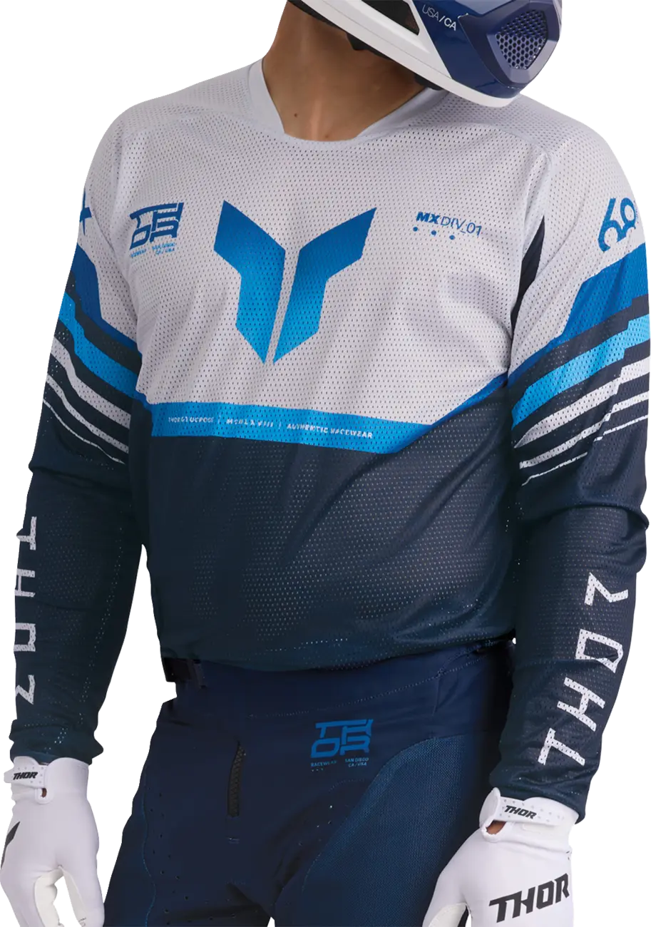 Thor Launchmode Air Raptor Jersey – Grau/Weiß/Mitternachtsblau