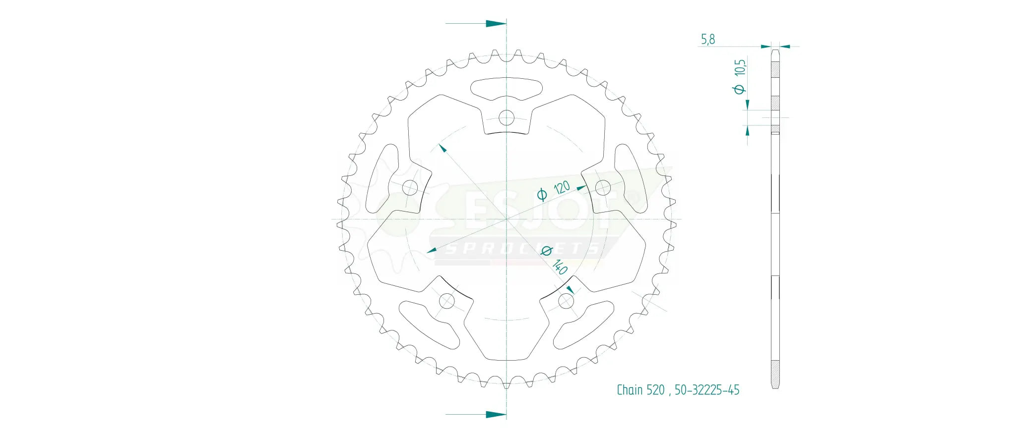 Esjot 520 Kettenrad hinten – Hochwertiger Stahl