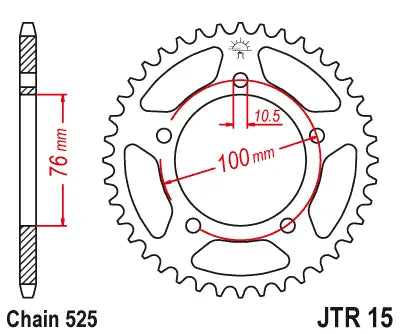 Jt Sprockets Stahl-Kettenrad hinten - 525