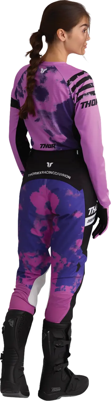 Thor Damen Launchmode Bleach Motocross-Hose – Schwarz/Lila/Weiß