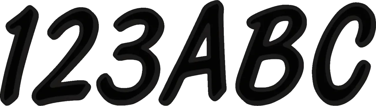 Hardline-Wasserfahrzeug-Identifikationsset – Schwarze alphanumerische Aufkleber