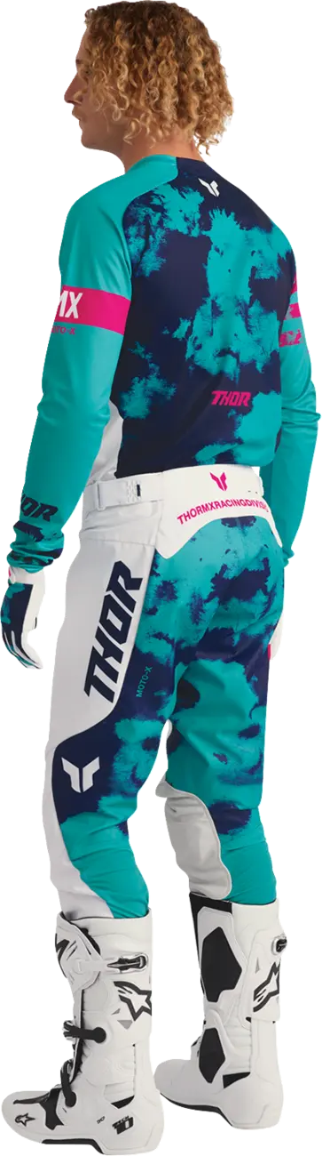 Thor Launchmode Bleach Motocross-Trikot – Blau/Rosa/Weiß/Türkis