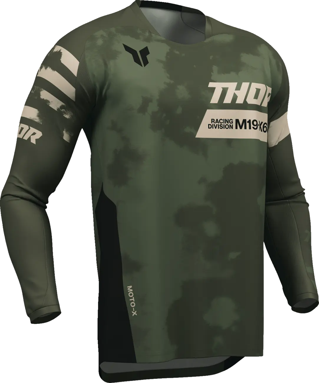 Thor Launchmode Bleach Motocross-Trikot – Schwarz/Camo Grün/Off-White