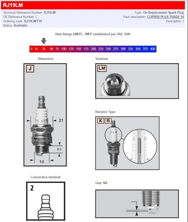 Champion RJ19LM Zündkerze - Widerstandstyp