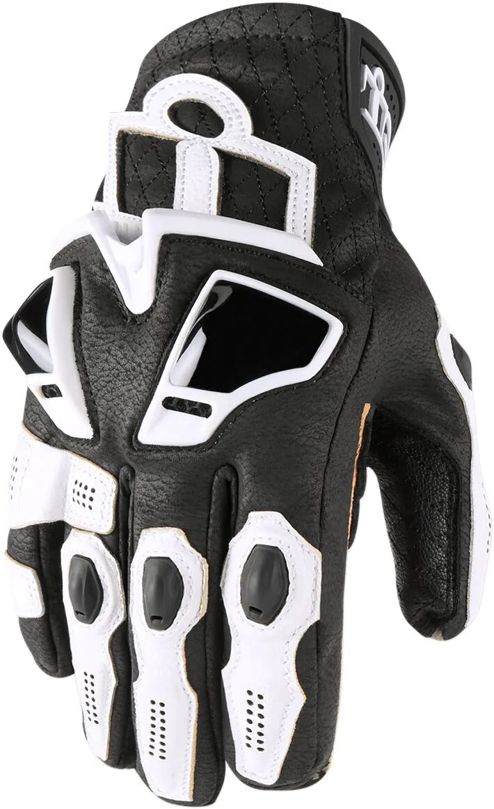 Icon Hypersport Kurze Handschuhe für Motorradfahrer - Schwarz/Braun/Weiß