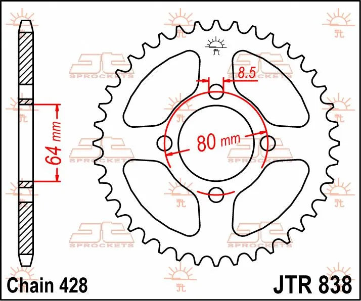 JT Sprockets Stahl-Kettenrad hinten - 45 Zähne