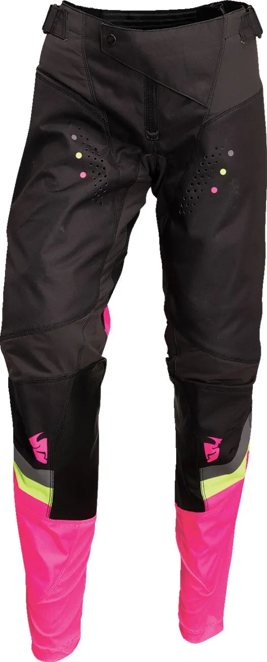 Thor Damen Pulse Rev Hose - Schwarz/Gelb/Anthrazit/Pink Fluo