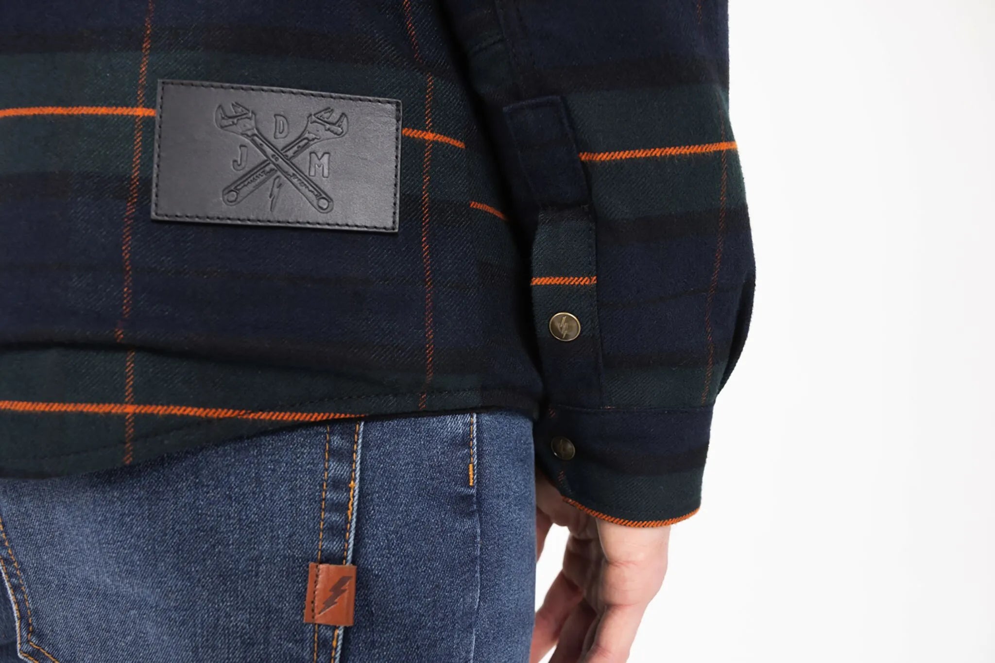 John Doe Vintage Motorradjacke für Herren - Grün/Marineblau/Orange