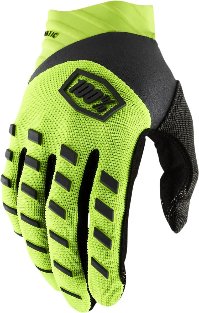100 % Airmatic-Handschuhe für Motocross – Schwarz/Fluoreszierendes Gelb