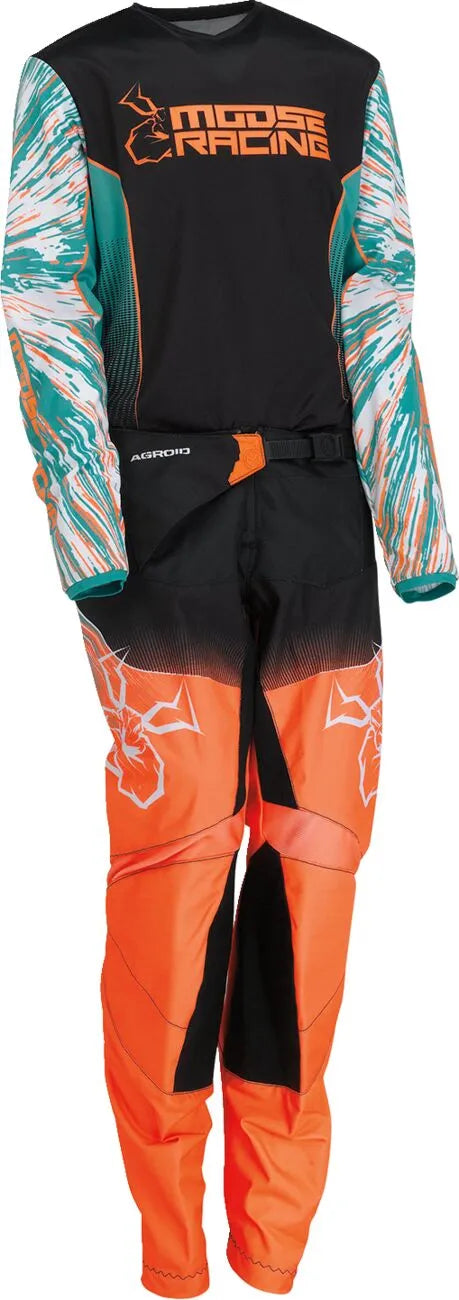 Moose Offroad Jugend Agroid Jersey - Schwarz/Orange/Türkis