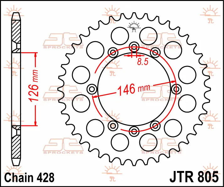 JT Sprockets Stahl-Kettenrad hinten, 50 Zähne