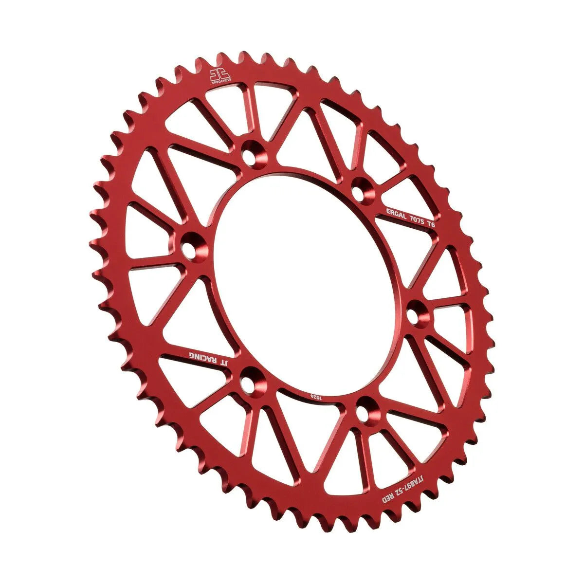 JT Sprockets Aluminium-Kettenrad hinten, 52 Zähne, rot