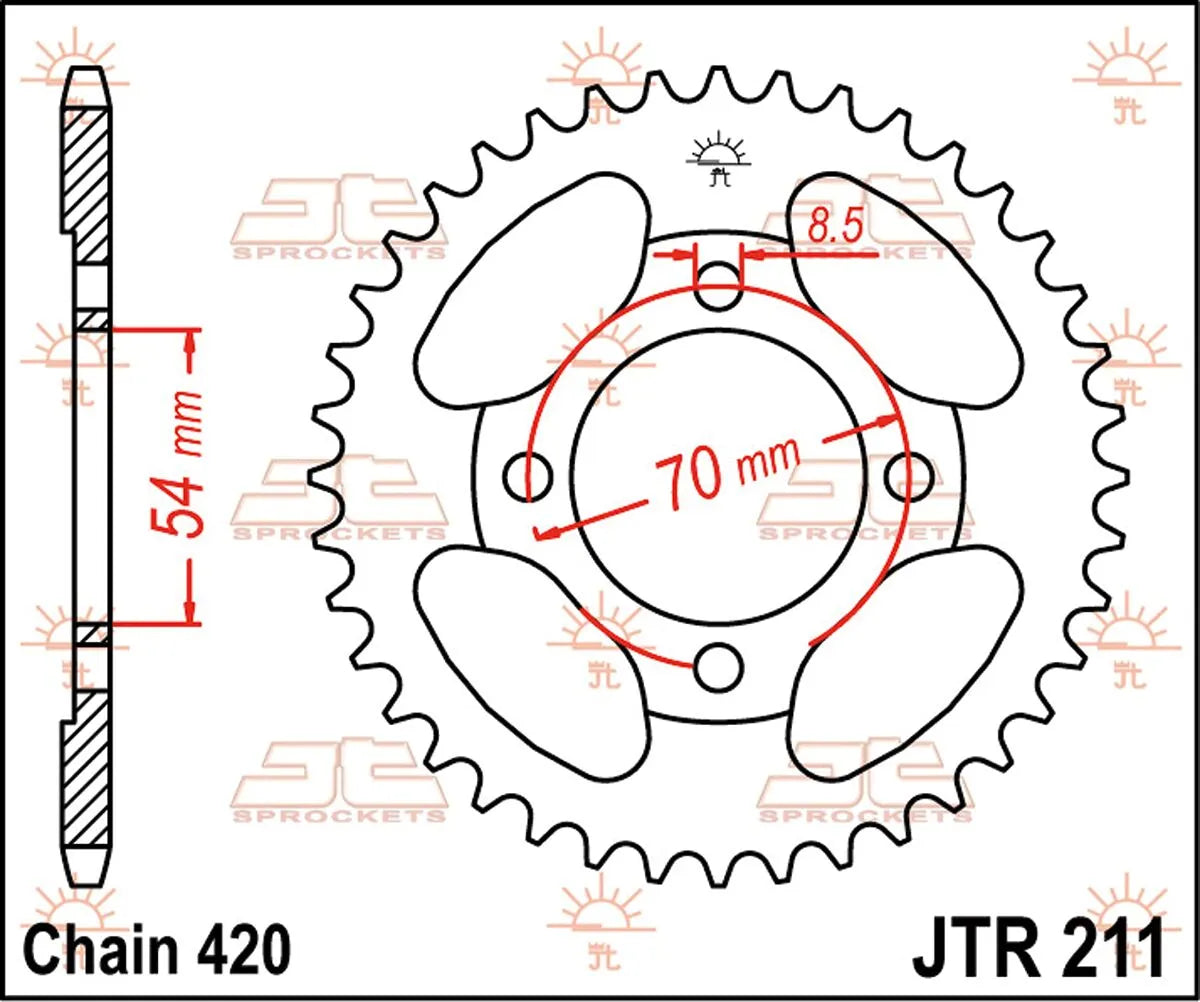 JT Sprockets Stahl-Kettenrad hinten, 42 Zähne