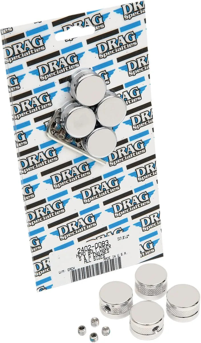 Drag Specialties Zylinderkopfschraubenabdeckungen – Chrom, Aluminium