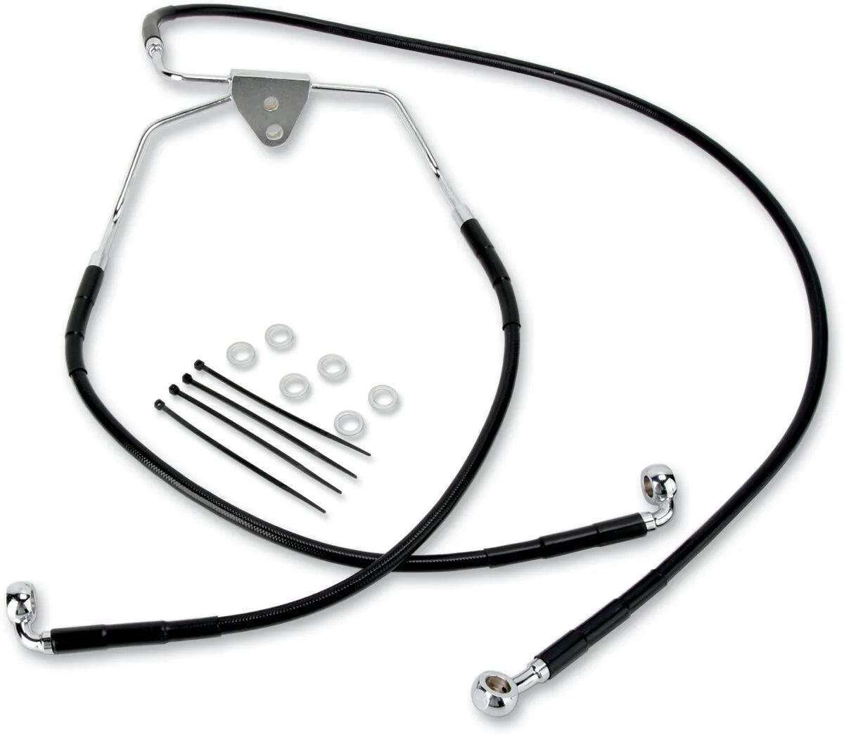 Drag Specialties Bremsleitungssatz vorne, verlängert, schwarzes Vinyl