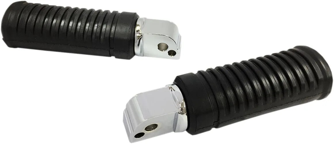 Drag Specialties Fußrasten – Schwarzer Gummi, Chrom-Finish