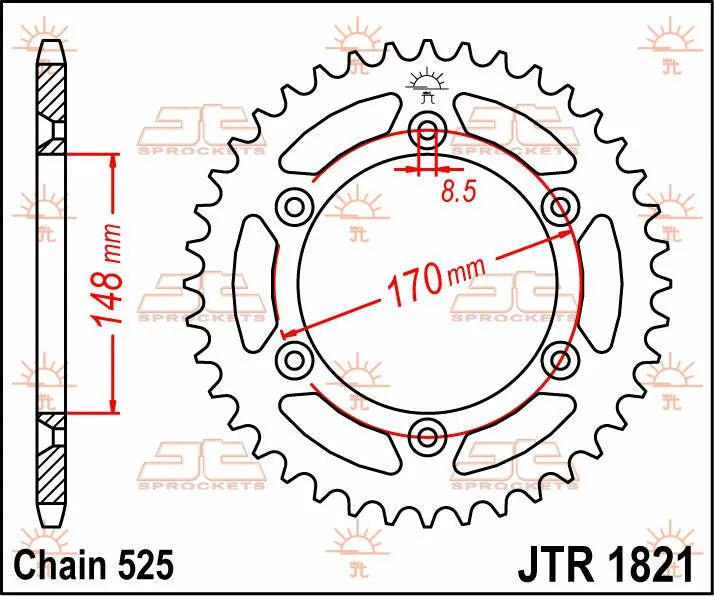 JT Sprockets Stahl-Kettenrad hinten - 525, 47 Zähne