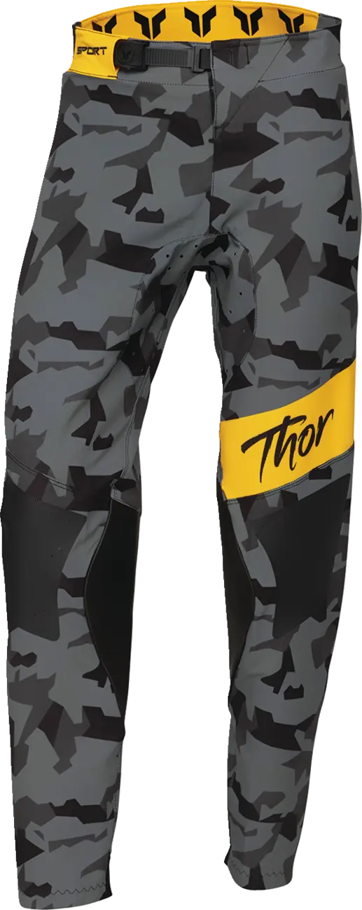 Thor Damen Sportmode Shadow Hose – Schwarz/Gelb/Camo Grau