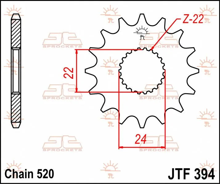 JT Sprockets Ritzel vorne - 520er Kette, 15 Zähne