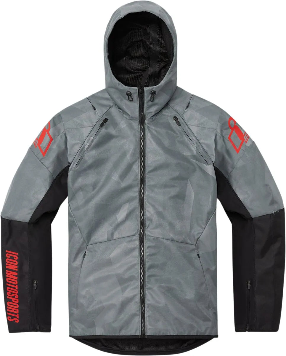 Icon Airform Battlescar Jacke – Schwarz/Grau/Rot