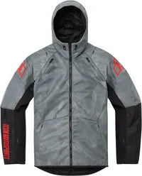Icon Airform Battlescar Jacke – Schwarz/Grau/Rot