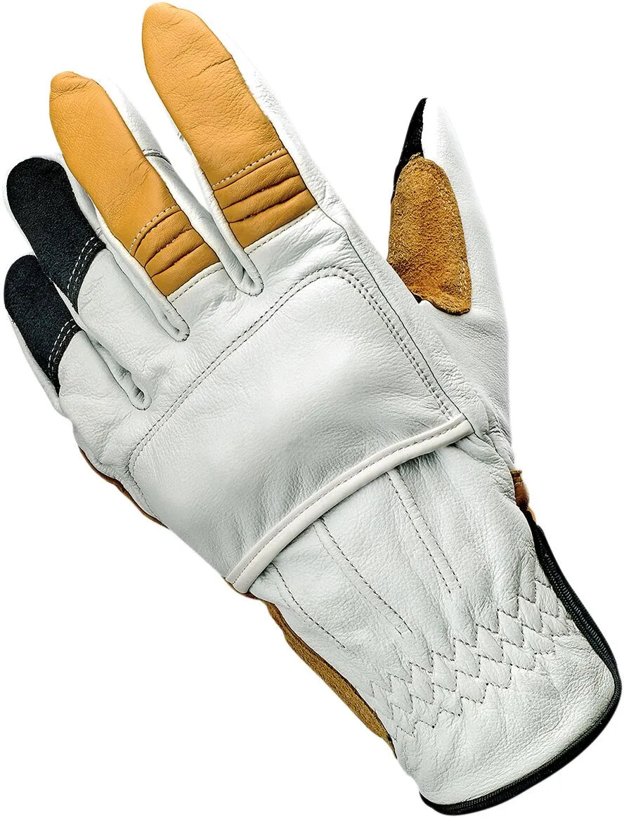 Biltwell Belden Handschuhe - Schwarz/Hellgrau/Goldgelb