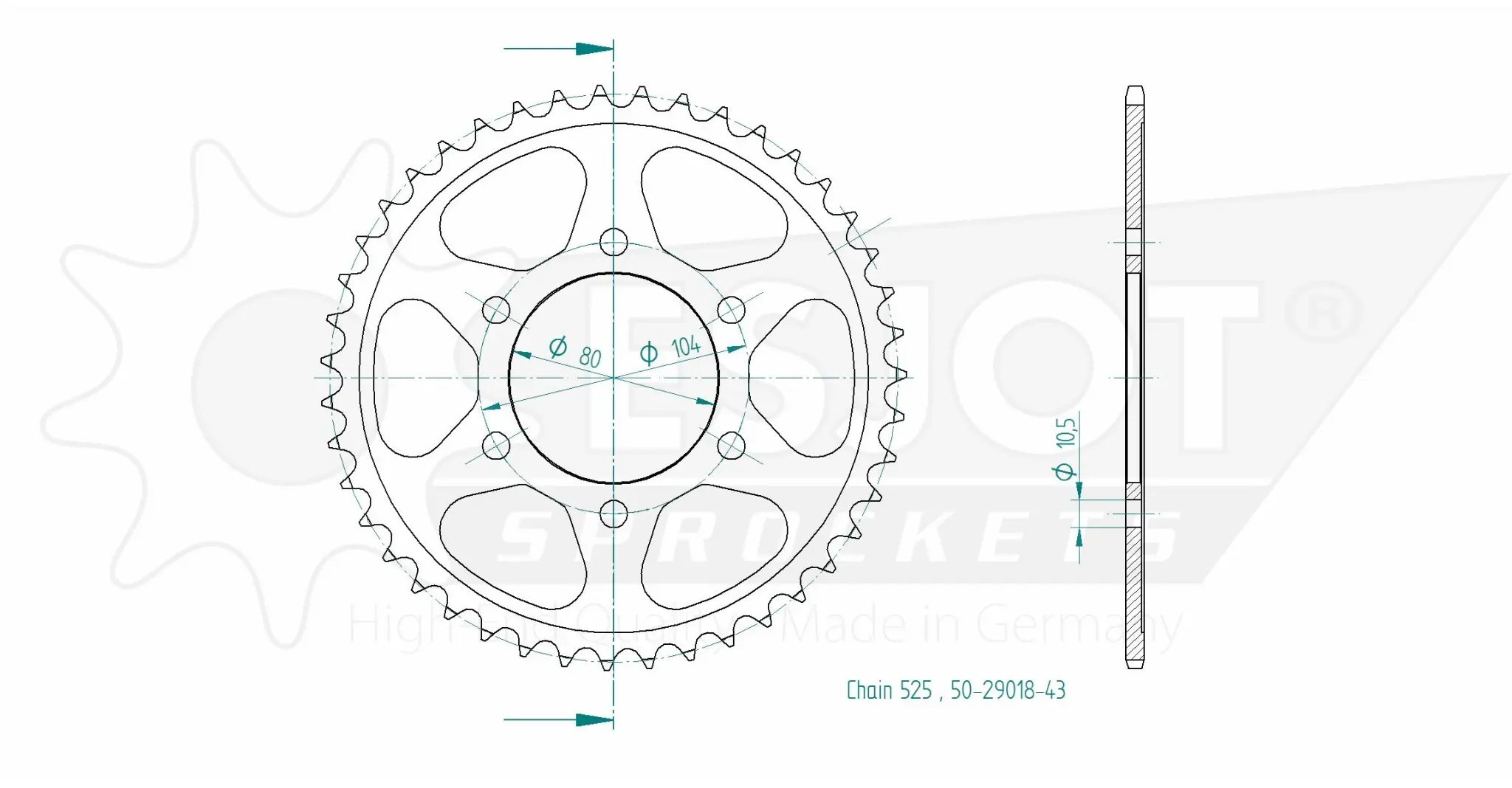 Esjot 525 Stahl-Kettenrad hinten