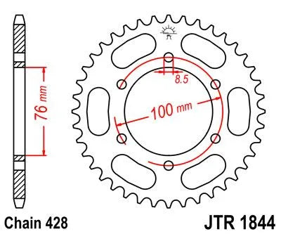 JT Sprockets Stahl-Kettenrad hinten, 44 Zähne