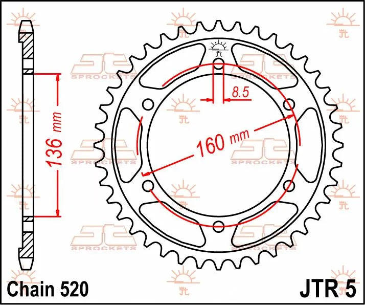 JT Sprockets Stahl-Kettenrad hinten - 520, 43 Zähne